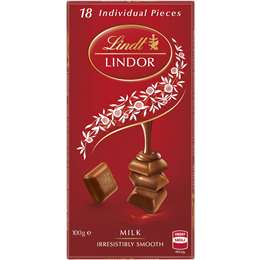 Lindt Lindor Chocolate Block Milk 100g block