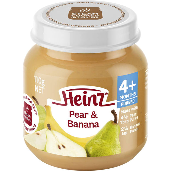 Heinz Strained Food 4 Months 100% Pear & Banana 110g