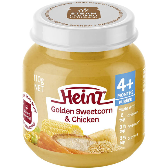 Heinz Strained Food 4 Months Golden Sweetcorn & Chicken 110g