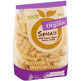 Macro Organic Spirals Pasta 500g