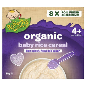 Raffertys Garden 4+ Months Organic Rice Cereal 8 x10g Single Serve