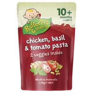 Raffertys Garden 10+ Months Chicken Basil & Tomato Pasta 170g