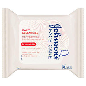 Johnson & Johnson Daily Essentials Refreshing Facial Cleansing Wipes for Normal Skin 25 Pack