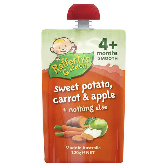 Raffertys Garden 4 Months Sweet Potato Carrot & Apple 120g