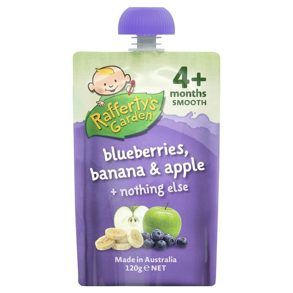 Raffertys Garden 4 Months Blueberry Banana & Apple 120g