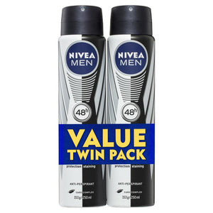 Nivea For Men Deodorant Aerosol Black And White 250ml Twin Pack