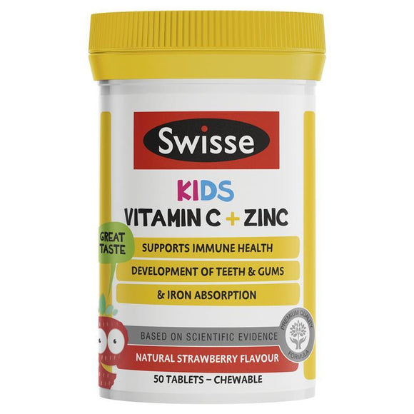 Swisse Kids Vitamin C + Zinc 50 Chewable Tablets