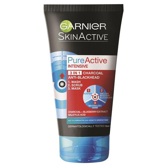 Garnier Pure Active 3 in 1 Charcoal Mask 150ml