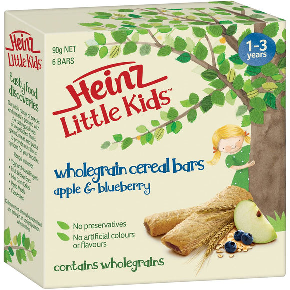 Heinz Little Kids Wholegrain Cereal Bars Apple & Blueberry 6 pack