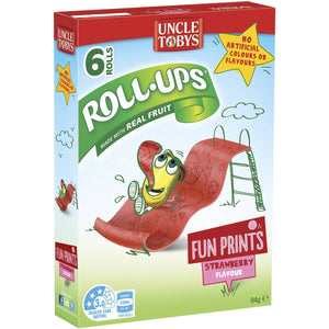 Uncle Tobys Roll-ups Strawberry Funprint 6 pack