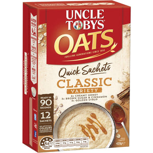 Uncle Tobys Quick Oats Sachets Variety Pack 12pk