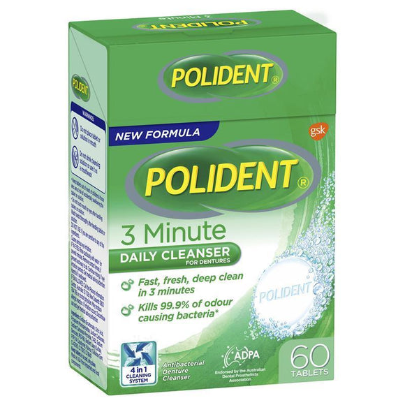 Polident Denture Cleanser Fresh Active Tablets 60 Pack (Exclusive Size)