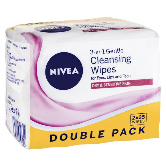 Nivea Visage Daily Essentials Gentle Facial Wipes 25 Twin Pack