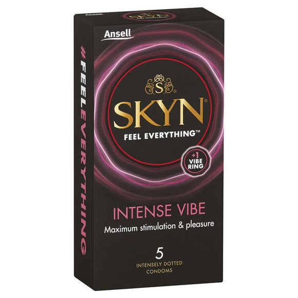 Ansell Skyn Intense Vibe Condoms 5 Pack and Ring