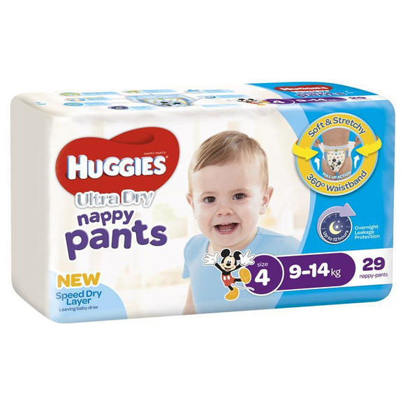 Huggies Ultra Dry Nappy Pants Size 4 9-14kg Boy 29 Pack