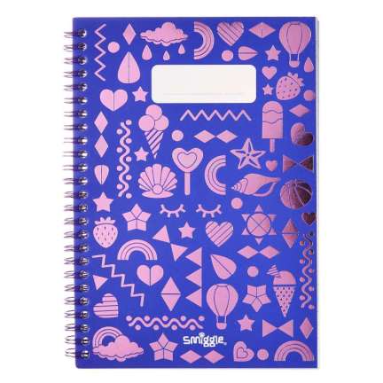 A5 Metallic Icons Lined Notebook = PURPLE