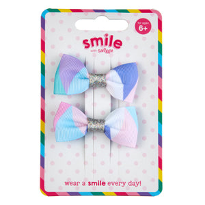 Smile Bows Hair Clips Pack X2 = MIX