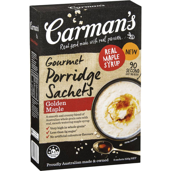 Carman's Gourmet Porridge Sachets Golden Maple 8x320g