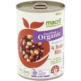 Macro Organic 4 Bean Mix No Added Salt 420g
