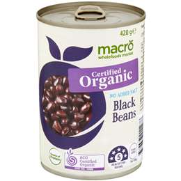 Macro Organic Black Bean No Added Salt 420g