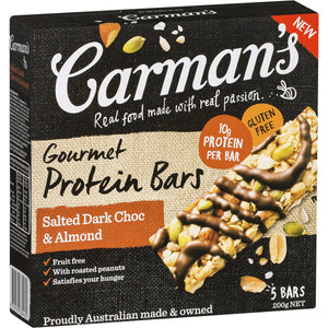 Carman's Salted Dark Choc Almond Gourmet Protein Bars 200g