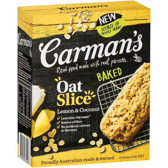 Carman's Lemon Coconut Oat Slice 210g