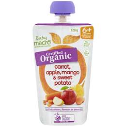 Macro Organic 6 Months+ Carrot Apple Mango & Sweet Potato 120g