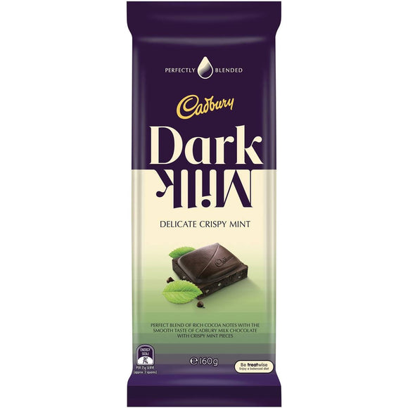 Cadbury Dark Milk Crispy Mint Chocolate Block 160g