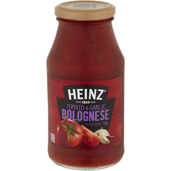 Heinz Pasta Sauce Tom & Garlic Bolognese 525g