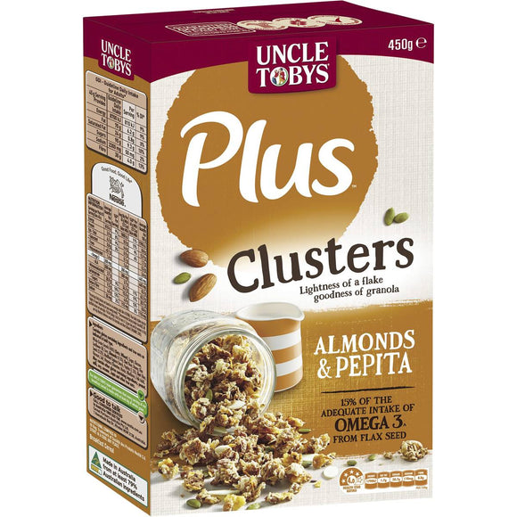 Uncle Tobys Plus Cluster Almond Pepita 450g