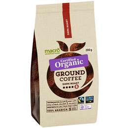 Macro Organic Fairtrade Ground Coffee Dark 200g