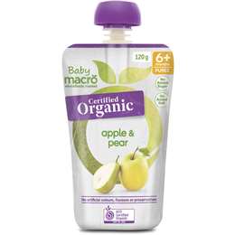 Baby Macro Organic 6 Months+ Apple & Pear 120g