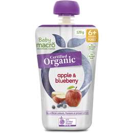 Baby Macro Organic 6 Months+ Apple & Blueberry 120g