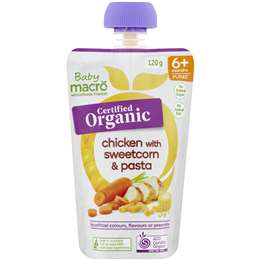 Macro Organic 6 Months+ Chicken With Sweetcorn & Pasta 120g