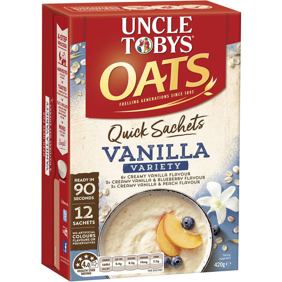 Uncle Tobys Quick Oats Variety Pack Vanilla 12pk
