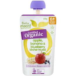 Macro Organic 6 Months+ Apple Banana & Blueberry Bircher Muesli 120g