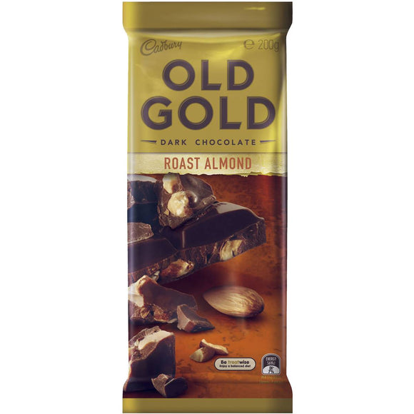 Cadbury Old Gold Dark Chocolate Roast Almond 200g block