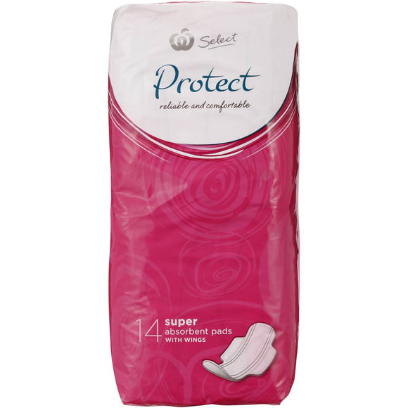 Woolworths Select Protect Super Absorbent Pads With Wings 14 pack
