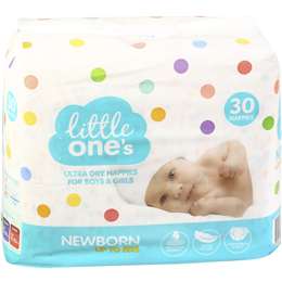 Little One's Ultra Dry Nappies Newborn Up To 5kg Boys & Girls 30 pack