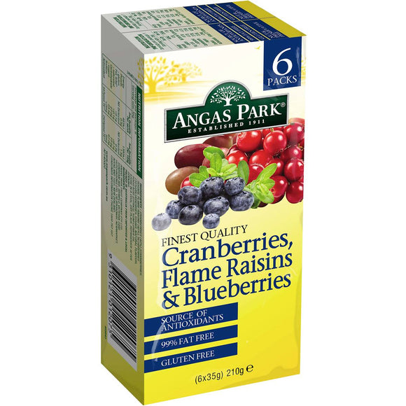 Angus Park Cranberries Raisins & Blueberrys 6pk 180g