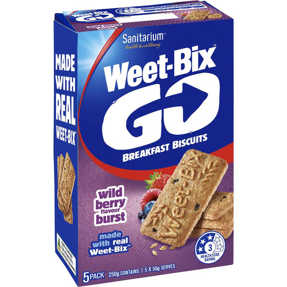 Sanitarium Weet-bix Go Breakfast Biscuits Wild Berry Burst 5 pack