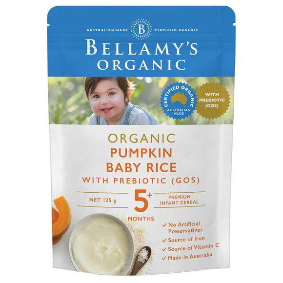 Bellamy's Organic Pumpkin Baby Rice with Prebiotic 125g