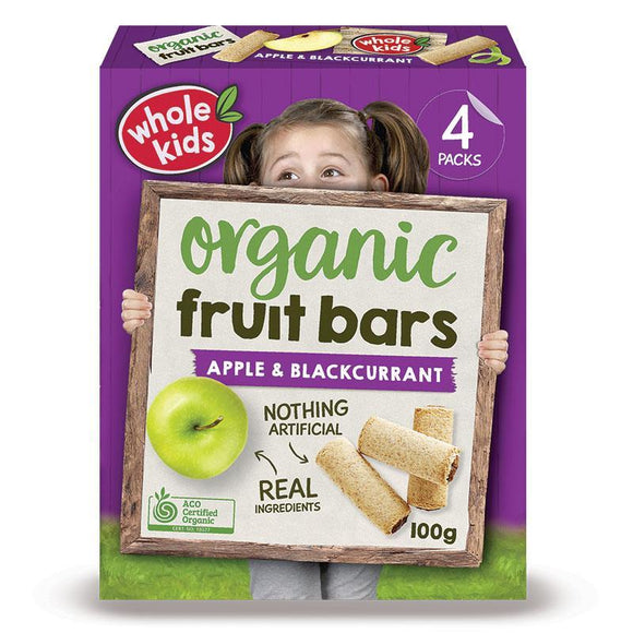 Whole Kids Organic Fruit Bars Apple & Blackcurrant 25g 4 Pack