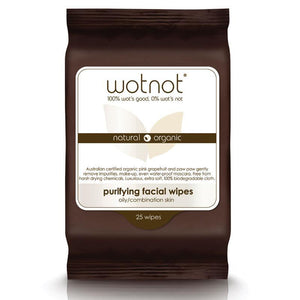 WotNot Natural Organic Purifying Facial Wipes Oily/Combination Skin 25