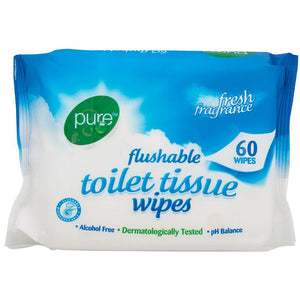 Pure Flushable Toilet Tissue 60 Wipes