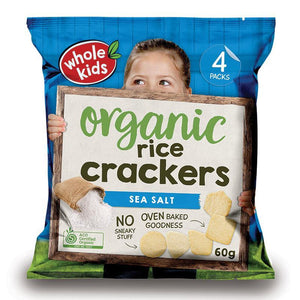 Whole Kids Organic Brown Rice Crackers Sea Salt 15g 4 Pack