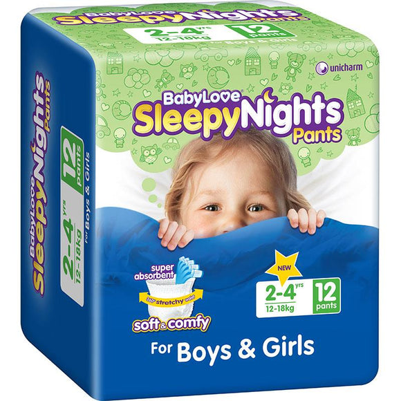 Babylove Sleepy Nights 2-4 Years Overnight Pants 12 Pack