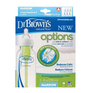 Dr Browns Options Anti-Colic With Level 1 Teat Narrow Neck Feeding Bottle 250ml 3 Pack Online Only