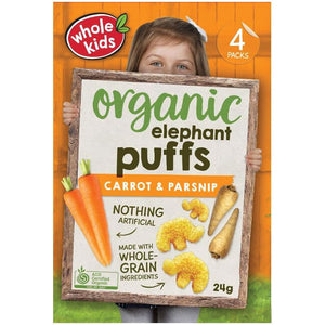 Whole Kids Organic Elephant Puffs Carrot & Parsnip 24g 4 Pack