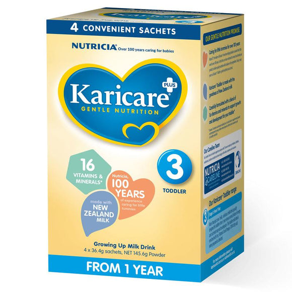 Karicare+ 3 Toddler Growing Up Milk From 1 Year Sachets 4x36.4G